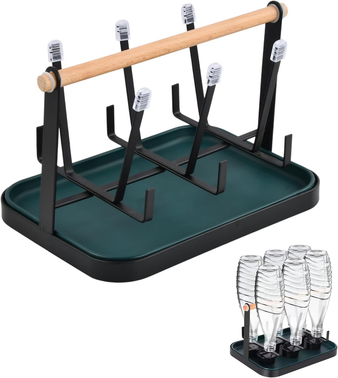 Flaschentrockenständer Aus Edelstahl, 6-flaschen-trockenständer, Mit Abnehmbarer Tropfschale, Kippschutz, Kompatibel Mit Den Meisten Flaschen Und Bechern