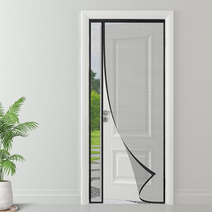 Magnetische, Seitlich Zu Öffnende Moskitonetztür 90 X 220 Cm, Einfache Montage Ohne Bohren, Mücken- Und Insektenschutz Für Türen, Fenster Und Balkone – Schwarz