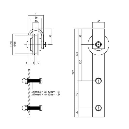 Intersteel Schiebetürsysteme »Basic« - silberfarben