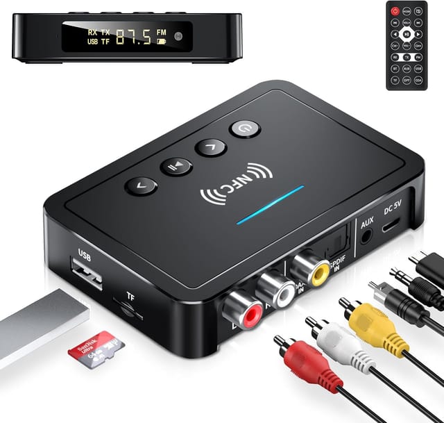Bluetooth-transmitter, 3-in-1 Bluetooth 5.0 Sender/empfänger-adapter, Fm-autoradio, 3,5-mm-klinkenanschluss, Hifi, Rca/aux/optisch/koaxial Für Tv/pc/stereoanlage/kopfhörer/lautsprecher