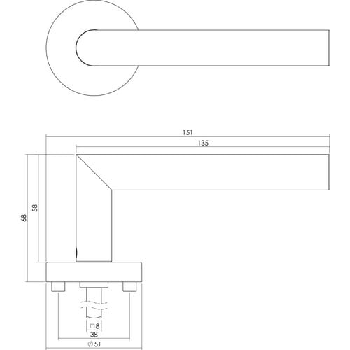 Intersteel Türdrücker, D.50x10 mm WC 8 mm et