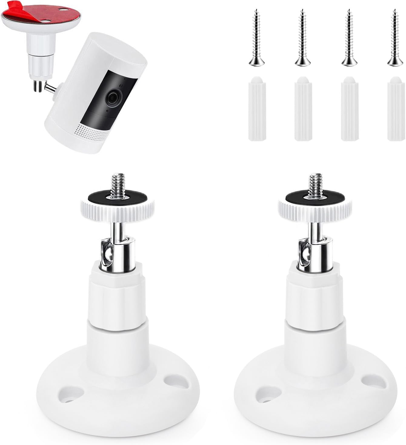 2er-pack Wandhalterungen Für Ring Stick Up Cam, Ring Outdoor Cam Plus Und Ring Indoor Cam 360° Drehbare Wand- Oder Deckenmontage, Kein Bohren Erforderlich, Wetterfest (weiß)