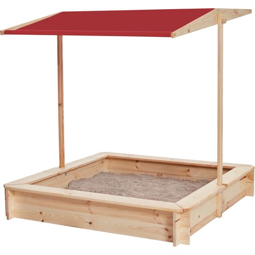 HAPPY PEOPLE Sandkasten, 118x118x118cm, Holz/rot