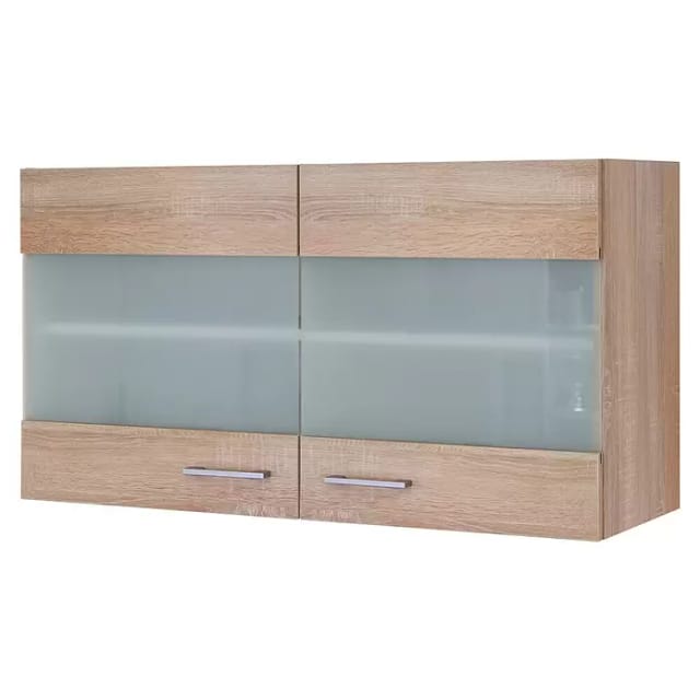 Flex-Well Glas-Hängeschrank »Samoa«, Sonoma Eiche, weiß/braun, melaminbeschichtete Spanplatte - weiss