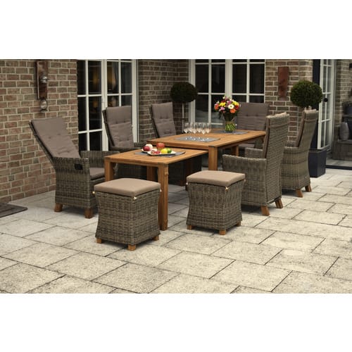 MERXX Gartenmöbelset »Toskana«, 10 Sitzplätze, Aluminium/Kunststoff/Akazienholz, inkl. Auflagen - beige