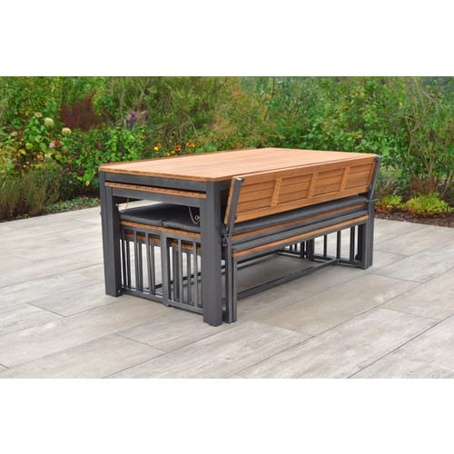 MERXX Gartenmöbelset »Milos«, für 12 Personen, BxHxT: 145 x 76,5 x 55 cm, Aluminium/Akazienholz - grau