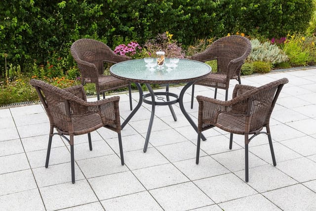 MERXX Gartentisch »Ravenna«, BxHxT: 104 x 74 x 104 cm, Tischplatte: Sicherheitsglas - braun