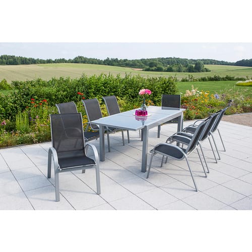 MERXX Gartenmöbelset »Amalfi«, 8 Sitzplätze, Aluminium/Textil - schwarz