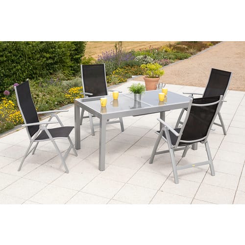 MERXX Gartenmöbelset »Carrara«, 4 Sitzplätze, Aluminium/Textil - schwarz