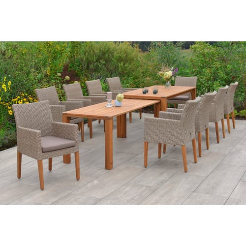 MERXX Gartenmöbelset »Ranzano«, 10 Sitzplätze, Aluminium/Kunststoff/Akazienholz, inkl. Auflagen - gruen