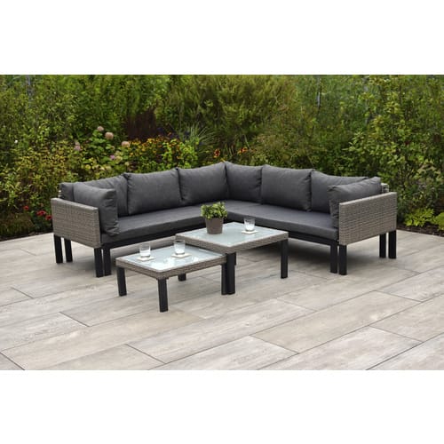 MERXX Gartenmöbel-Eckset »Amantea«, 7 Sitzplätze, Kunststoff, inkl. Auflagen - beige