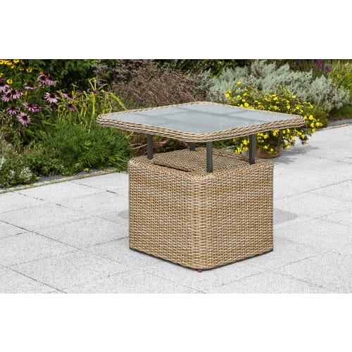 MERXX Gartentisch »Duplex«, BxHxT: 72 x 45 x 72 cm, Tischplatte: Sicherheitsglas - beige