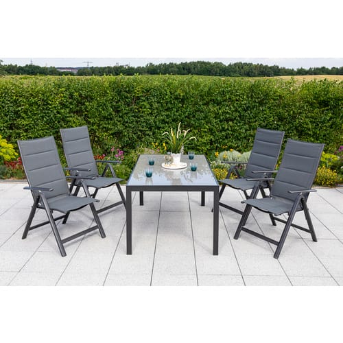 MERXX Gartenmöbelset »Taviano«, 4 Sitzplätze, Aluminium/Textil - grau