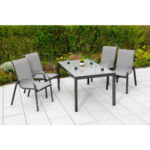 MERXX Gartenmöbelset »Amalfi«, 4 Sitzplätze, Aluminium/Textil - grau