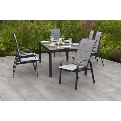 MERXX Gartenmöbelset »Marini«, 4 Sitzplätze, Aluminium/Textil - grau