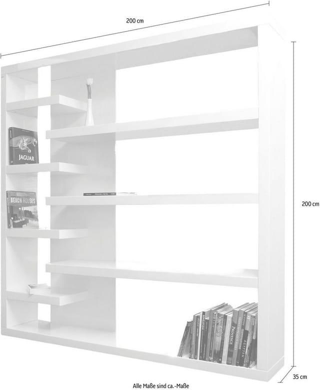 SalesFever Raumteiler-Regal, Holz, Weiß, 7 Fachböden - weiss