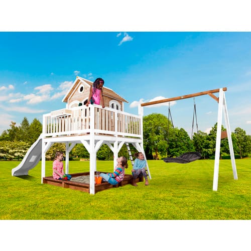 AXI Kinderspielhaus »Liam«, BxHxT: 613 x 291 x 277 cm, Holz, braun/weiß