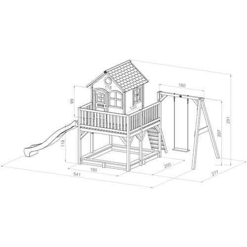 AXI Kinderspielhaus »Liam«, BxHxT: 541 x 291 x 277 cm, Holz, braun/weiß/lindgrün
