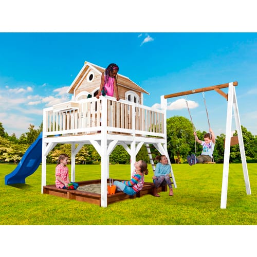 AXI Kinderspielhaus »Liam«, BxHxT: 541 x 291 x 277 cm, Holz, braun/weiß/blau