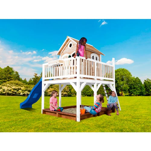 AXI Kinderspielhaus »Liam«, BxHxT: 377 x 291 x 255 cm, Holz, braun/weiß/blau