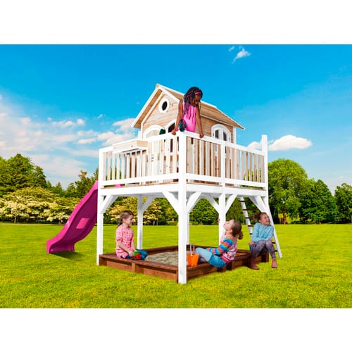 AXI Kinderspielhaus »Liam«, BxHxT: 377 x 291 x 255 cm, Holz, braun/weiß/lila