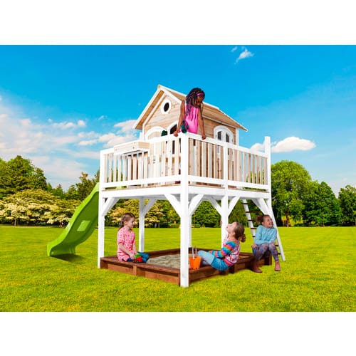 AXI Kinderspielhaus »Liam«, BxHxT: 377 x 291 x 255 cm, Holz, braun/weiß/lindgrün