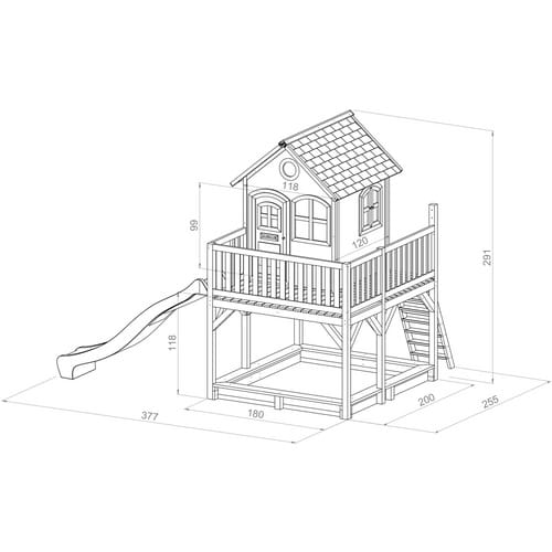 AXI Kinderspielhaus »Liam«, BxHxT: 377 x 291 x 255 cm, Holz, braun/weiß/rot
