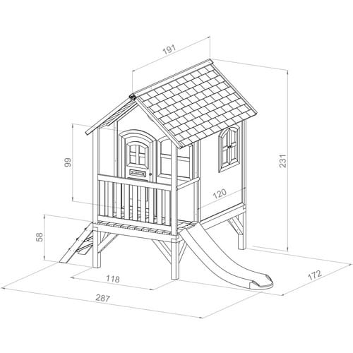 AXI Kinderspielhaus »Tom«, BxHxT: 287 x 231 x 191 cm, Holz, braun/weiß/blau