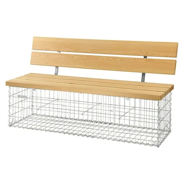 BELLISSA Gabionenbank »Calma«, BxH: 40 x 83 cm, Stahldraht/Douglasienholz - silberfarben