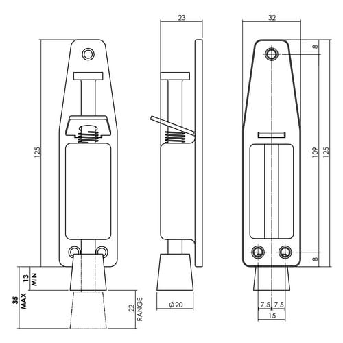 Intersteel Türfeststeller, 142 mm