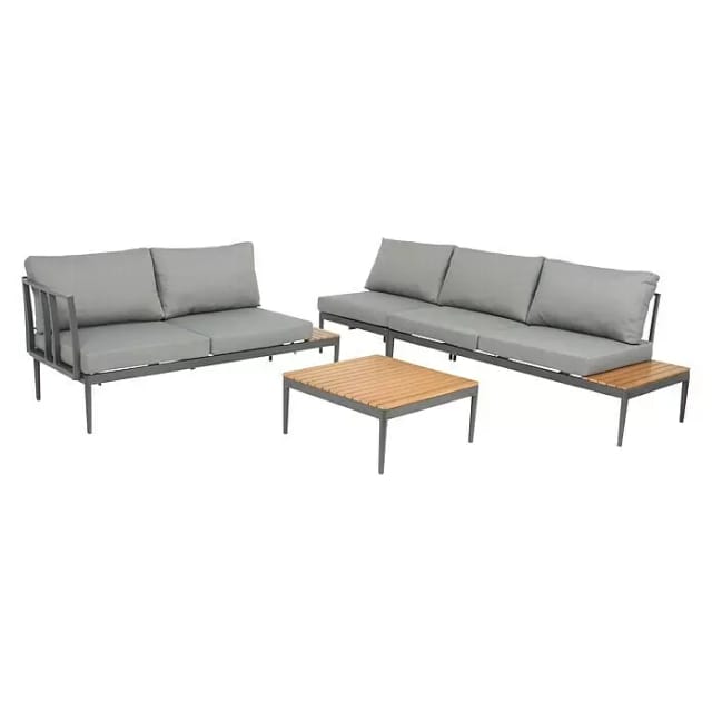 acamp® Loungeset »PAROS«, 5 Sitzplätze, Polyester, inkl. Auflagen - grau