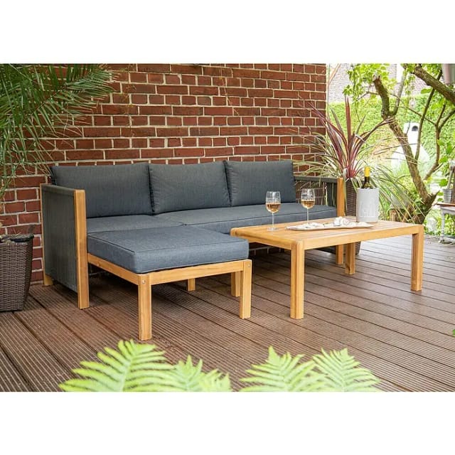 acamp® Loungeset »MALAGA«, 4 Sitzplätze, Polyester, inkl. Auflagen - grau