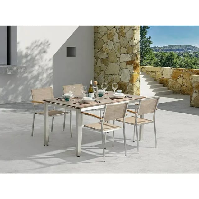 acamp® Stapelsessel »SKYE«, edelstahl teak sand - braun