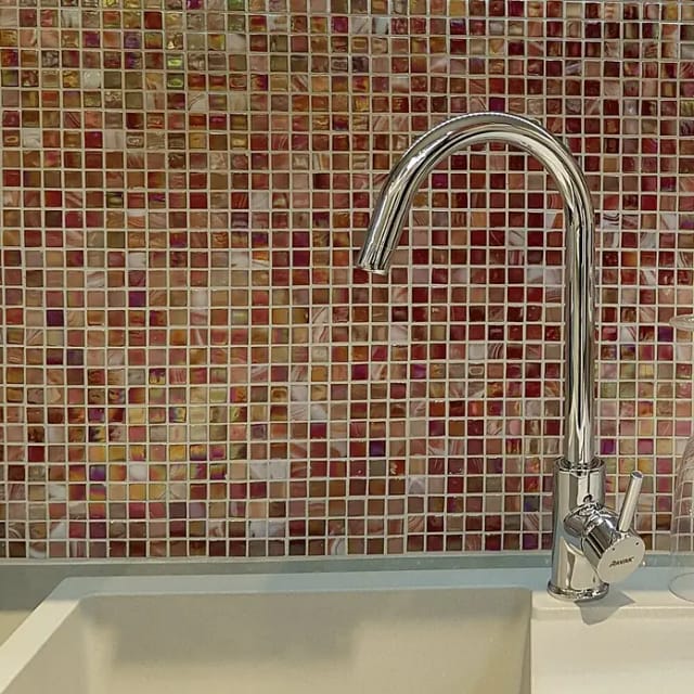HuH Mosaik Mosaikmatte »Goldstar«, BxL: 31,7 x 31,7 cm, Glas - rot