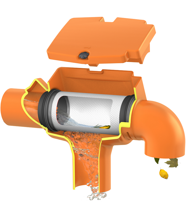 GARANTIA Regenwasserfilter »SUPRA«, intern Columbus mit gebogenem Abgang - orange