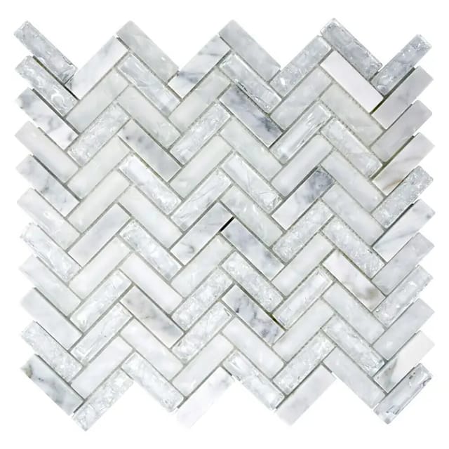 HuH Mosaik Mosaikmatte »Ice Cube«, BxL: 29,3 x 26,3 cm, Stein - weiss