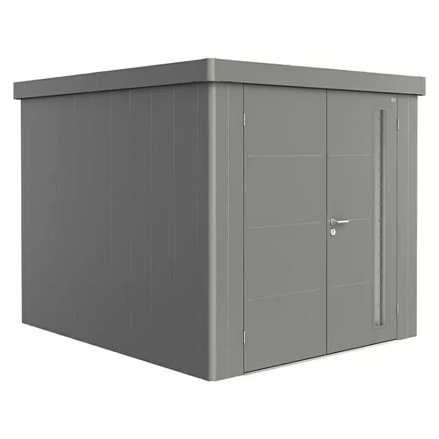 BIOHORT Gerätehaus »Neo«, Stahl, BxHxT: 236 x 222 x 292 cm (Außenmaße inkl. Dachüberstand) - grau