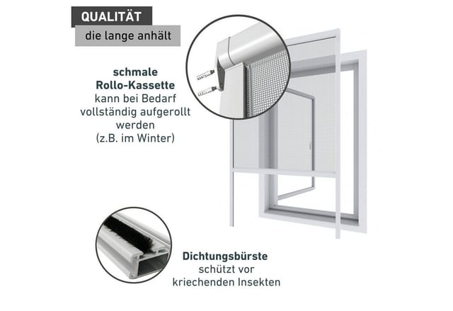 WINDHAGER Insektenschutz, IS Basic Rollo Fenster, PVC weiß, 130 x 160 cm - weiss
