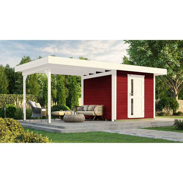 WEKA Gartenhaus »Designhaus 172 B«, Holz, BxHxT: 575 x 226 x 375 cm (Außenmaße inkl. Dachüberstand) - rot