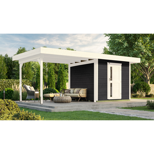 WEKA Gartenhaus »Designhaus 172 B«, Holz, BxHxT: 575 x 226 x 375 cm (Außenmaße inkl. Dachüberstand) - grau