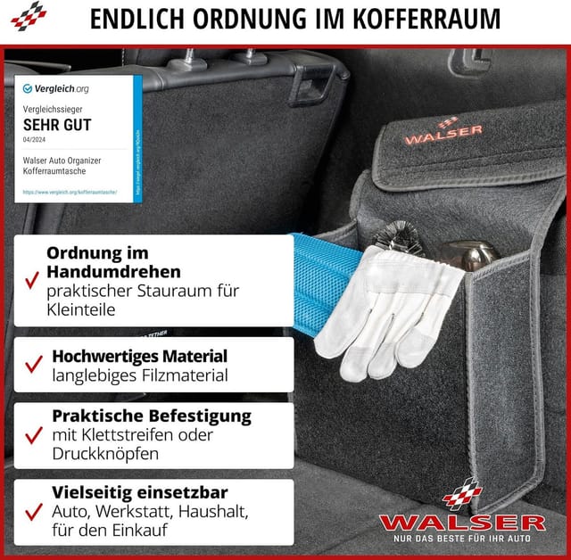 WALSER Kofferraumtasche »Toolbox«, Polyester, grau