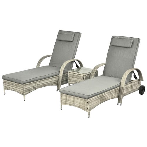 Outsunny Gartenliegen-Set, Eisen, inkl. Auflagen, BxHxT: 200 x 30 x 73 cm - grau