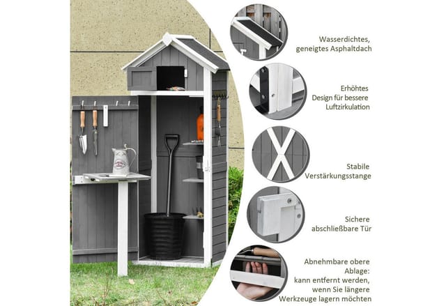 Outsunny Gartenschrank, BxH: 78 x 182 cm, dunkelgrau, Tannenholz