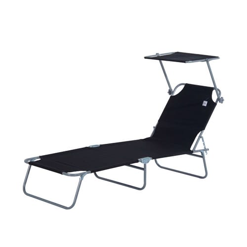 Outsunny Gartenliege, Metall, BxHxT: 187 x 36 x 58 cm - schwarz