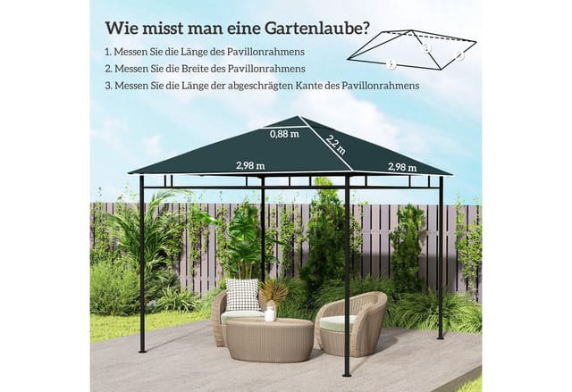 Outsunny Ersatzdach für Pavillon, dunkelgrau, 300 x 300 cm