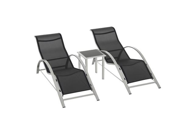 Outsunny Gartenliegen-Set, Metall, 3-teilig - schwarz