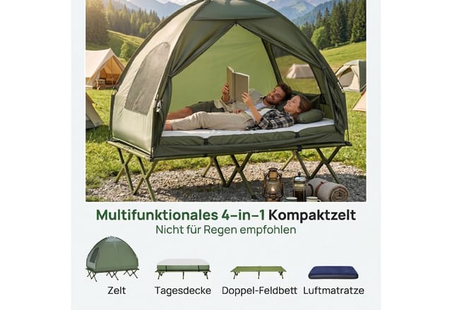 Outsunny Feldbett, BxHxT: 145 x 180 x 145 cm, Taft/Oxford Gewebe/Aluminiumlegierung/Stahl - gruen