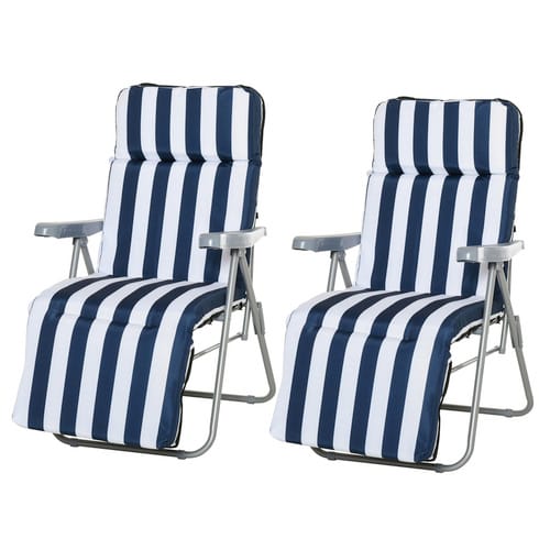 Outsunny Gartenliegen-Set, Metall, 2-teilig - bunt