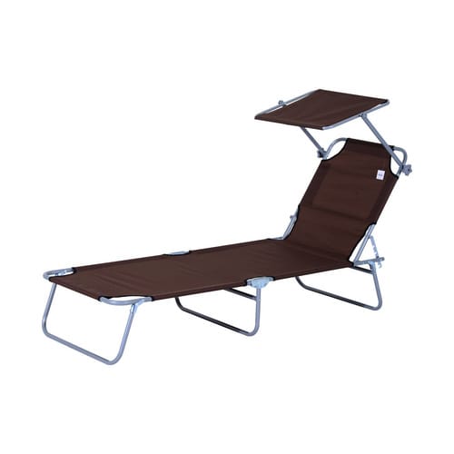 Outsunny Gartenliege, Metall, BxHxT: 187 x 36 x 58 cm - braun