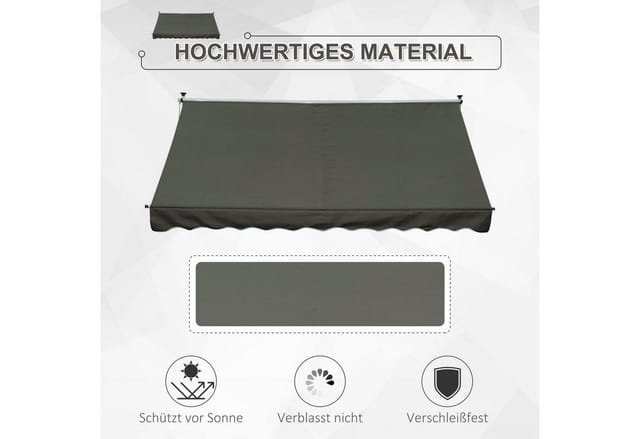 Outsunny Klemmmarkise, BxL: 300 x 150 cm, Aluminium/Stahl/Polyester - grau